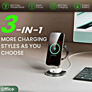 🏀 3-in-1 Magnetic Wireless Charging Stand – Basketball-Inspired Fast Charger