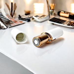 Portable Electric Eyebrow Trimmer – Painless Facial Hair Removal Razor for Women with LED Light, Lipstick Design